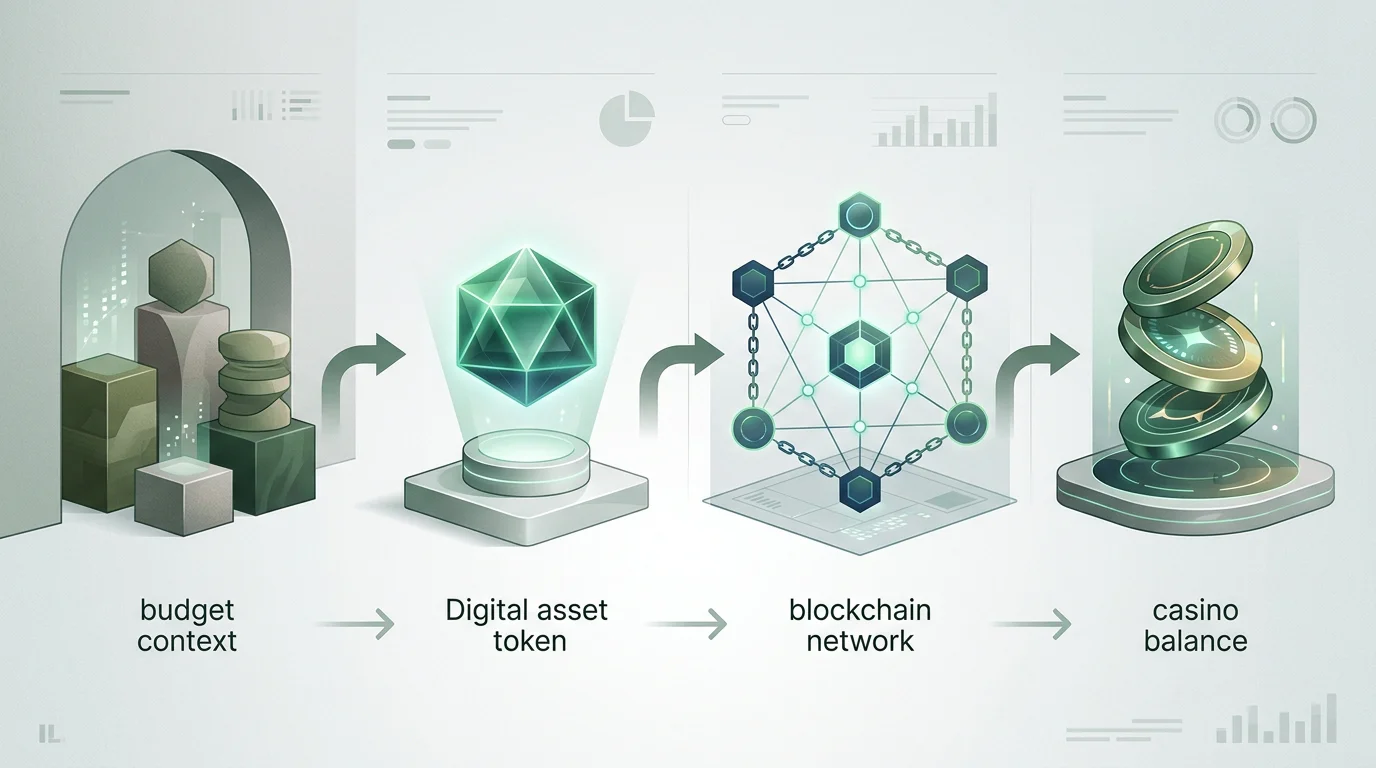 Diagrama editorial del flujo desde COP a cripto, red compatible y saldo en CHEXX